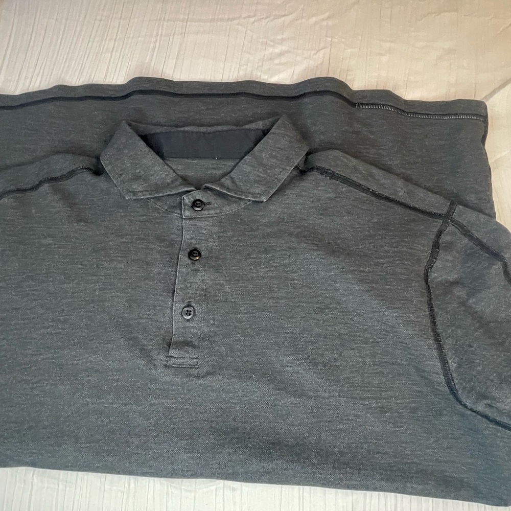 Lululemon gray short sleeve polo style shirt, size large